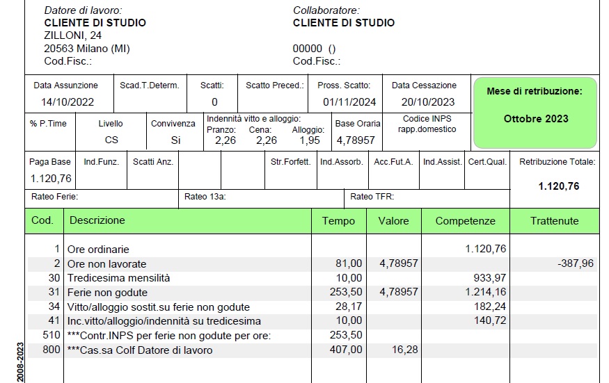 cedolino paga colf e badanti senza tfr cedolino paga colf e badanti senza tfr